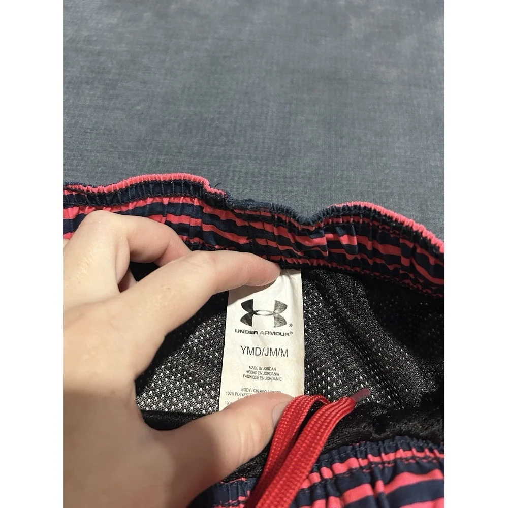 Under Armour Boys Swim Trunks YMD Red White Blue Patriotic USA Flag Board Shorts
